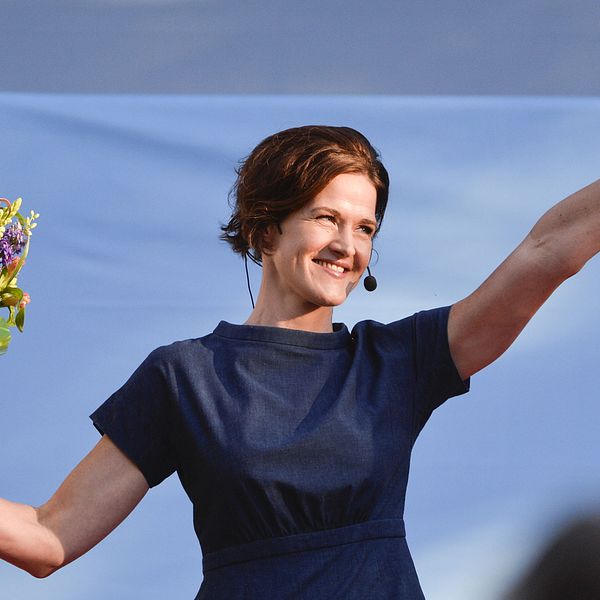 Moderaternas partiledare Anna Kinberg Batra på Almedalens scen 2015.