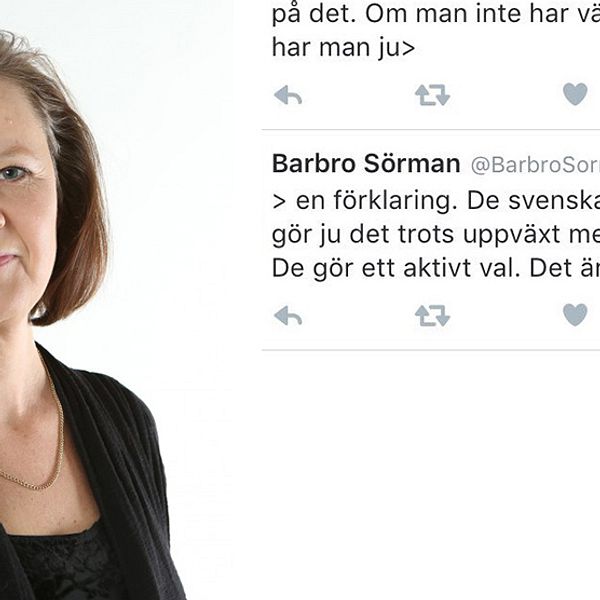 Barbro Sörman och hennes tweet.