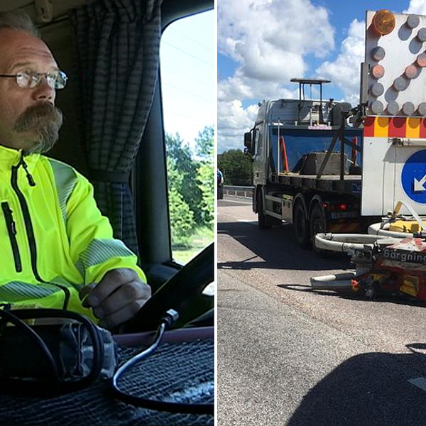 Bengt Bergström och hans fordon som blev påkört.