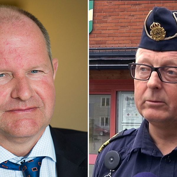 Rikspolischefen Dan Eliasson och närpolischefen Anders Karlsson.