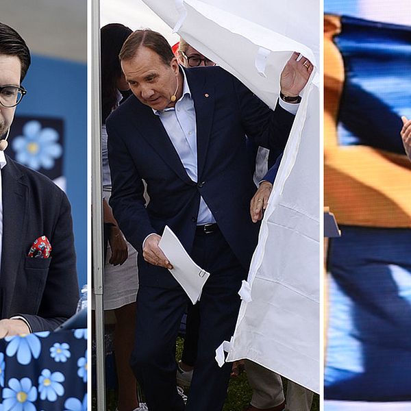 Jimmie Åkesson (SD), Stefan Löfven (S) och Ebab Busch Thor (KD).