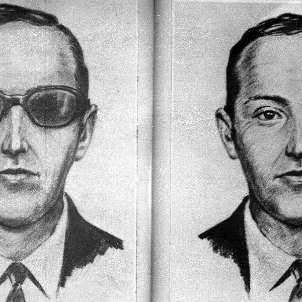 En teckning gjordes strax efter kapningen 1971, såhär ska den misstänkte Dan Cooper ha sett ut enligt uppgifter som passagerare och besättning ombord lämnat till tecknaren – nu lägger FBI ned utredningen om mysteriet.