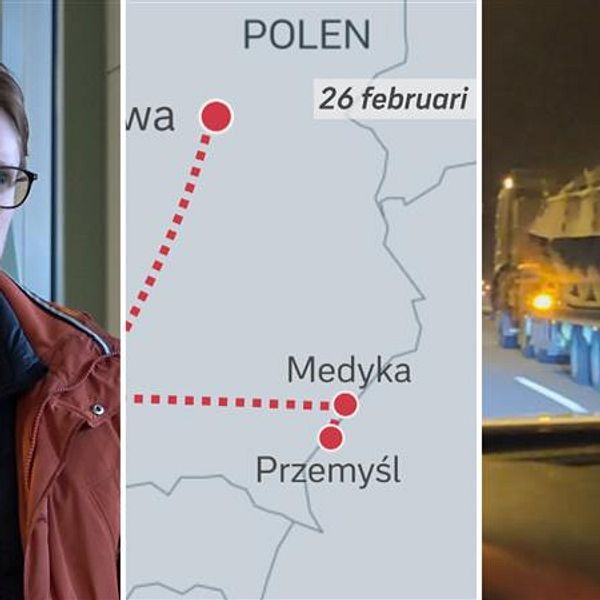 Simon Löfgren och hans rutt i Polen strax efter invasionen av Ukraina