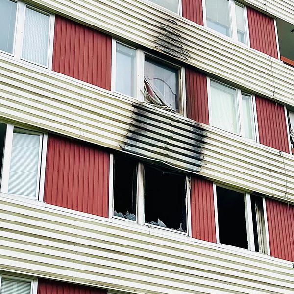 Skador på fasad efter brand