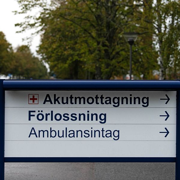 En skylt som pekar åt vilket håll Akutmottagning, Förlossning och Ambulansintag ligger.