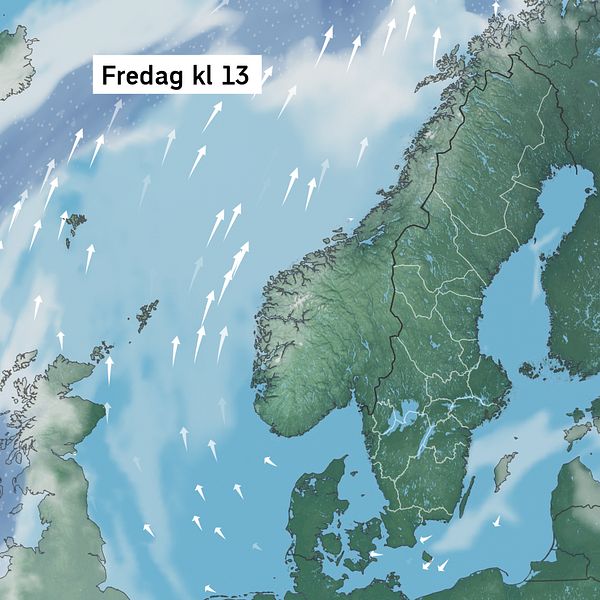 Väderkarta som visar väder i Sverige – prognos för i dag och kommande dagar.