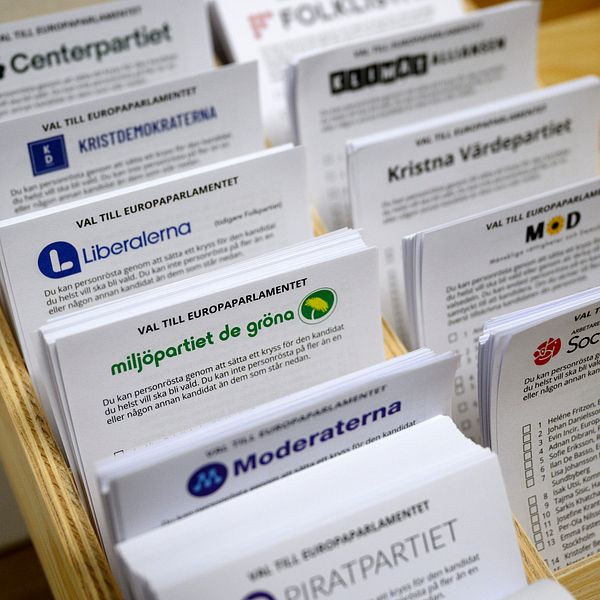 Förtidsröstning till EU-valet på Bysistorget på Södermalm i Stockholm den 22 maj 2024.