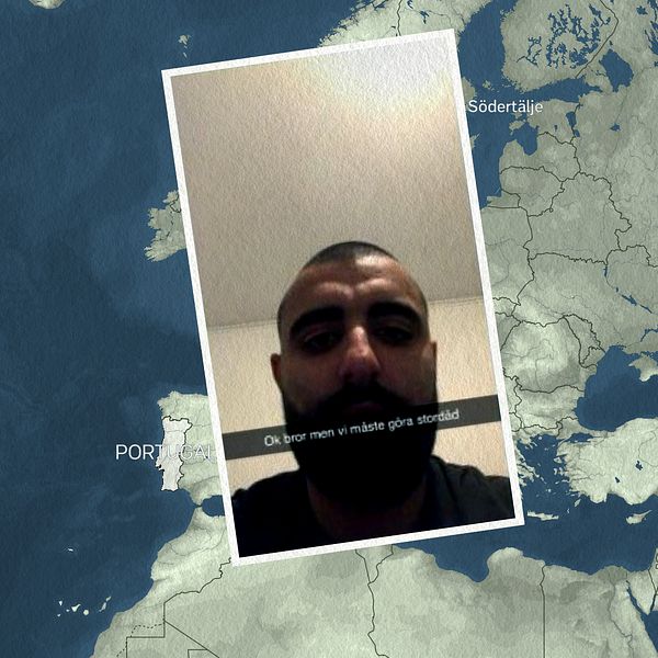 Marcus Türker, en ledargestalt inom Ronnafalangen, har dömts för mord i Portugal. Här på bild med en karta i bakgrunden.