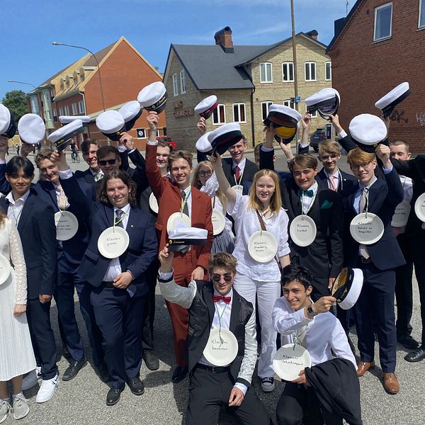 Glada studenter på Polhemskolan i Lund