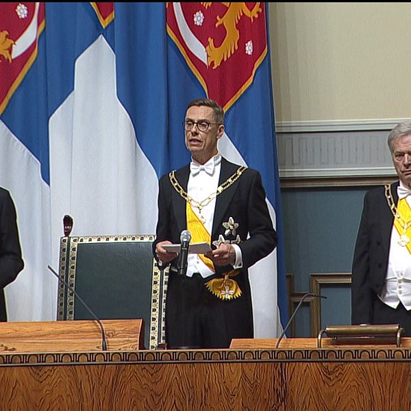 Finlands ny president Alexander Stubb talar
