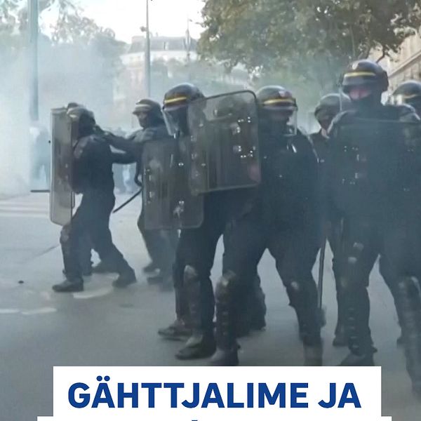 Gulá om protester i Paris med kravallpolis och rök på gatan