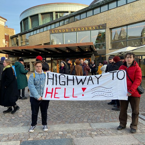 Demonstration mot breddning av E22 i Lund