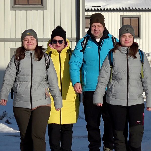 Oleh Trachuk och hans familj, en fru och två döttrar, i Övertorneå.