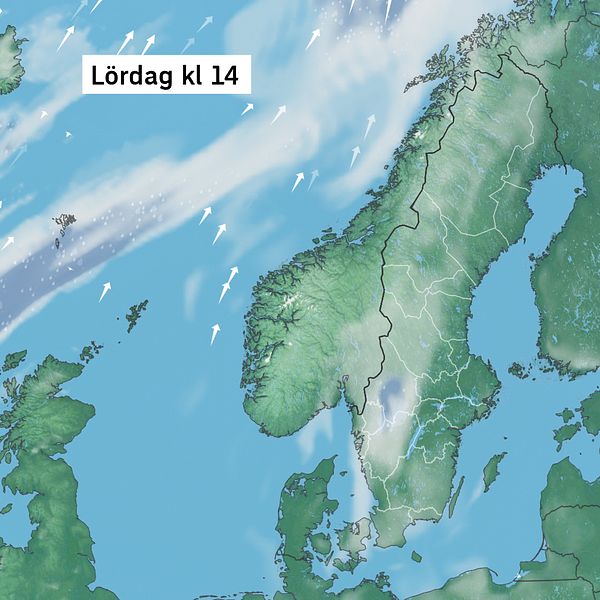 Väderkarta som visar väder i Sverige – prognos för i dag och kommande dagar.