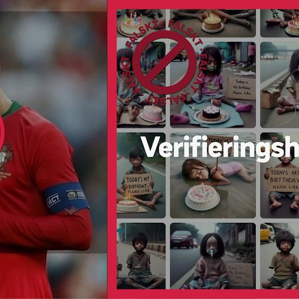 Cristiano Ronaldo ses röka en cigarett och bilden är falsk