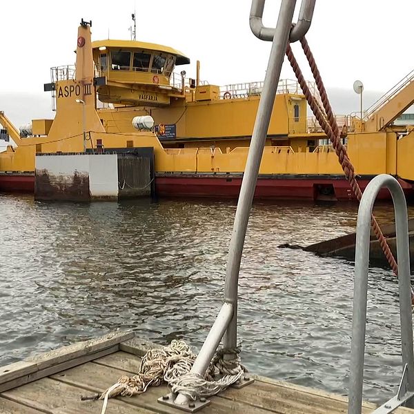 En bilfärja i hamn