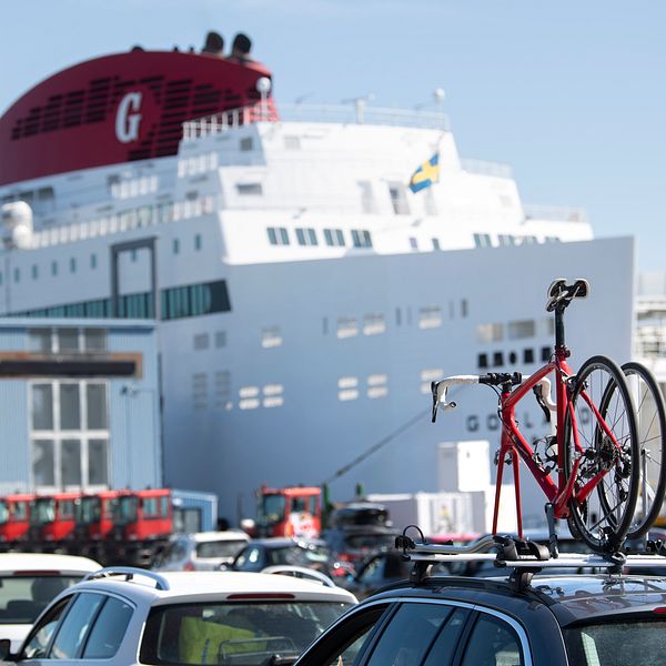 Gotlandsfärjan väntas påverkas av stormen Boleo vid hamnen