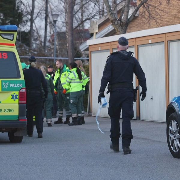 Två personer är gripna misstänkta för grovt brott efter att två döda barn hittats i en bostad i Södertälje.