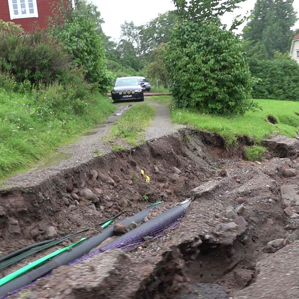 Grusväg som gått sönder i Rättviks kommun