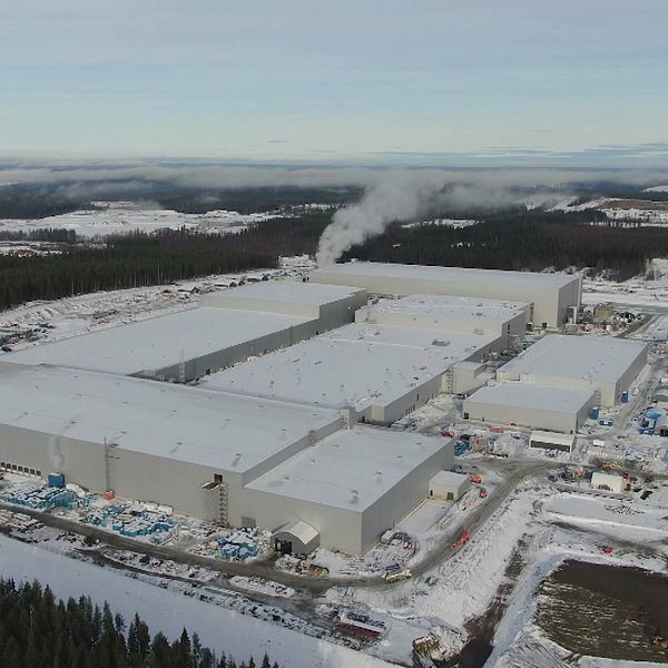 Fabriken Northvolt i Skellefteå sett från ovan.