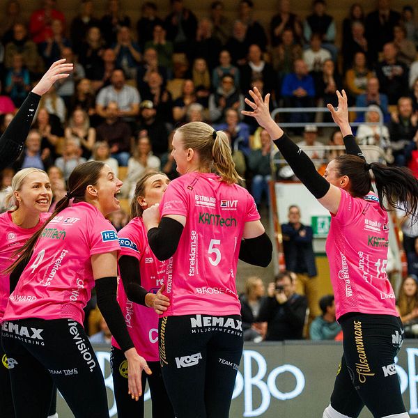 Örebro Volley jublar i finalmatchen mot Engelholm.