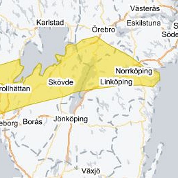 Karta med det berörda området markerat i gult
