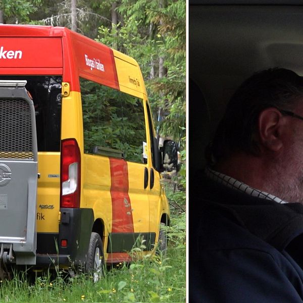 en biogasbuss i skogen och en förtvivlad ägare