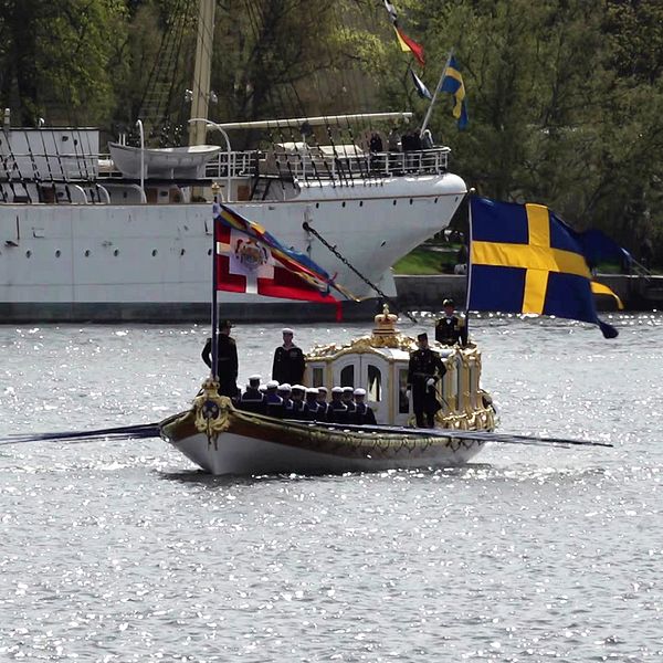 Kungaslupen HM Vasaorden anländer med danska kungaparet som är på statsbesök i Stockholm