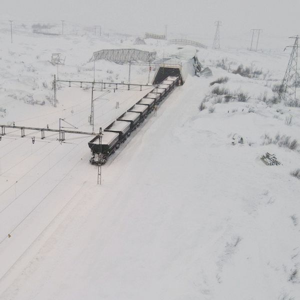 Det urspårade tåget på Malmbanan i Vassijaure, Kiruna kommun.