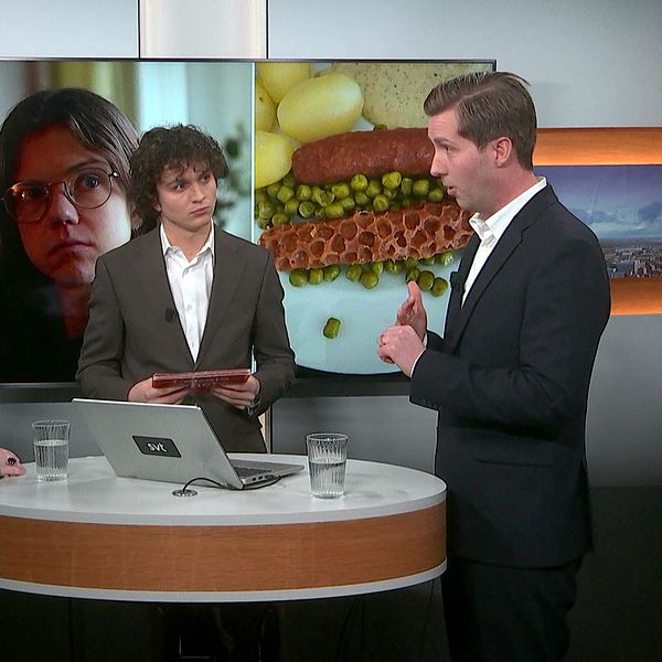 Två regionpolitiker samtalar i studio med programledare, om ätstörningsvården i Stockholm under en debatt.
