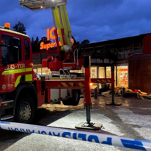 Brand utanför ica i Mullsjö