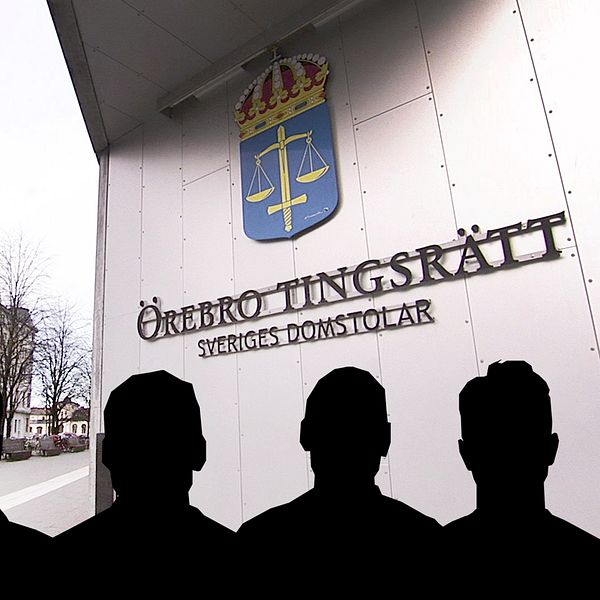 Silhuetter på sex ungdomar som åtalas för en lång rad brott vid Örebro tingsrätt