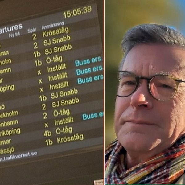 Stationsskylt med inställda tåg, Peter Aronsson