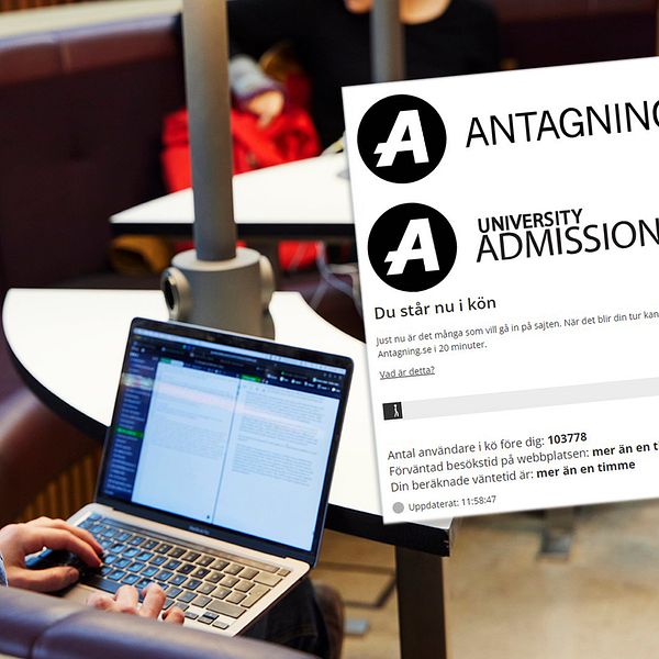 En man sitter med sin dator och studerar
