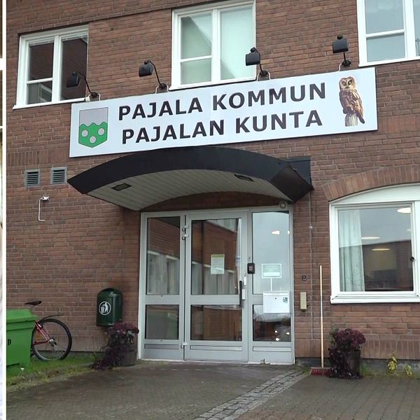 Centerpartisten Roger Uusitalo och huvudingången till Pajalas kommunhus.