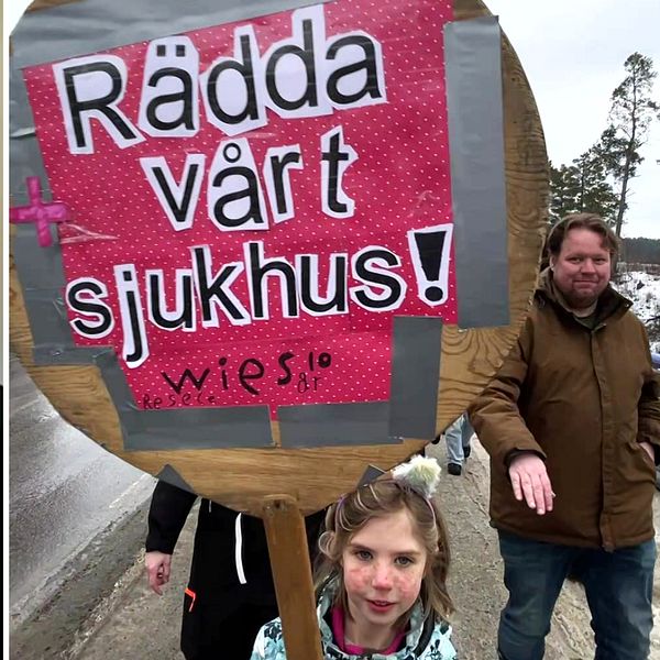 Desirée Enlund och demonstration mot avveckling av Sollefteå sjukhus.
