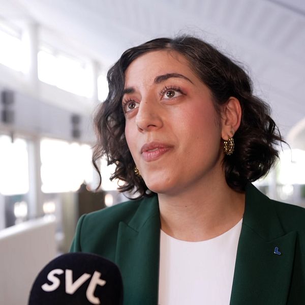 Person intervjuas av SVT i ljus inomhusmiljö.