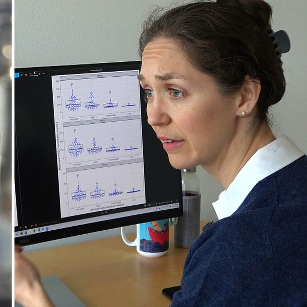 Forskare vid Lunds universitet visar PFAS-studie på datorskärm