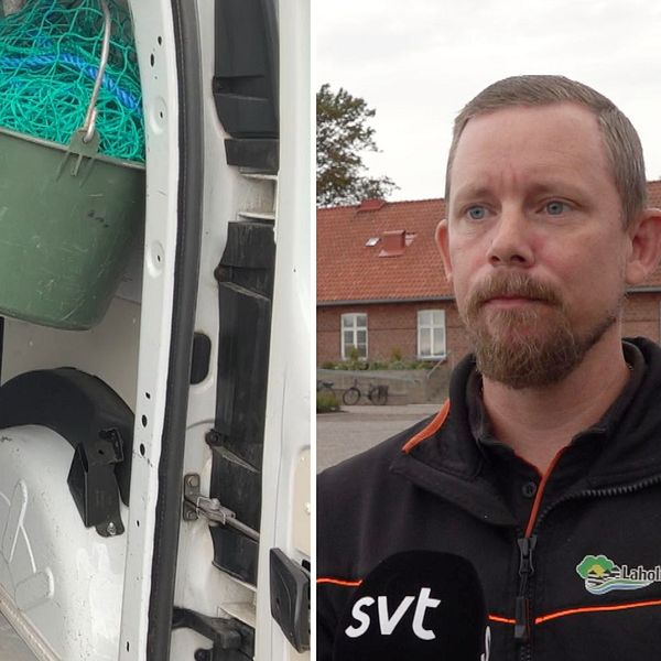 Michael Svensson reparatör Laholmshem står framför Trulsgården