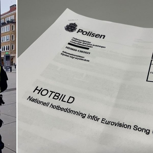Poliser i Malmö och rapporten om hotbilden under Eurovision.