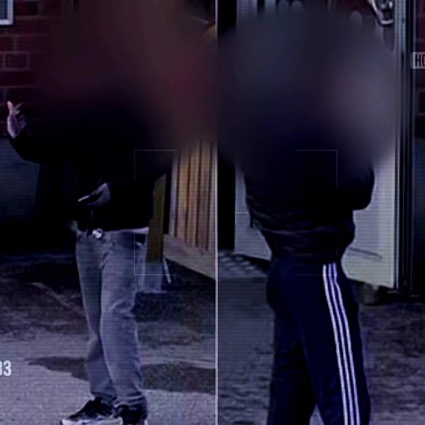 SVT:s reporter, till höger blurrade bilder på utpekad i gängkonflikt