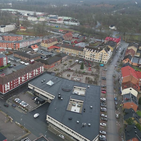 Drönarbild över centrala Perstorp
