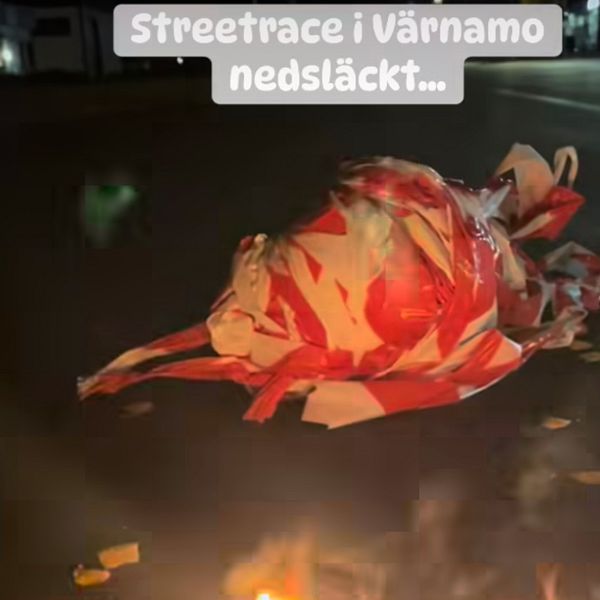 Polis i Värnamo och nedsläckt streetrace-plats efter ingripande förra veckan
