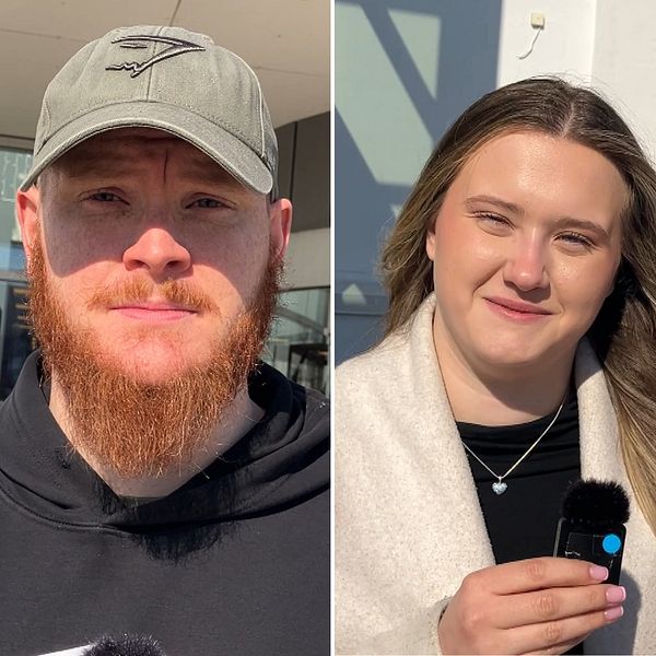 Tredelad bild. Vänster: Person med långt hår i rosa tröja. Mitten: Person med skägg i keps. Höger: Person med ljus jacka håller mikrofon.
