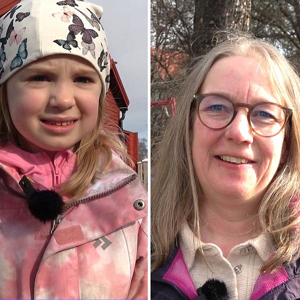 Tre personer en man, ett barn och en kvinna ute på stan i Östersund