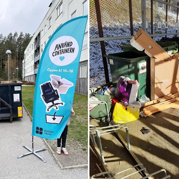 Bilder på skräp utanför fastigheter i Borås