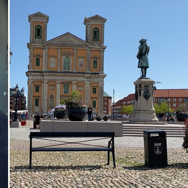 Jan Lennartsson (M) framför Stortorget med planerade kulturhus i bakgrunden