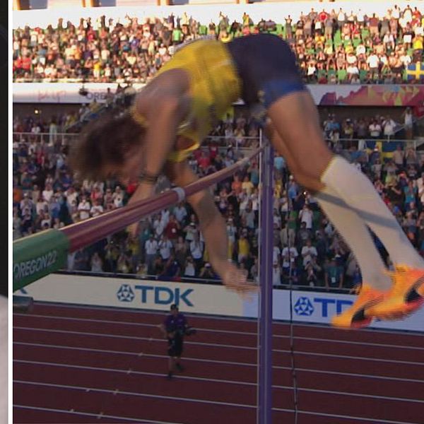 Armand Duplantis som hoppar stavhopp.