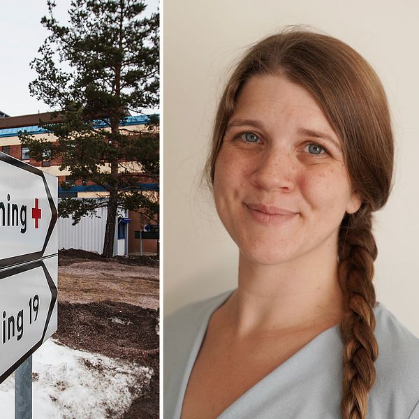 Två bilder. En på en skylt som säger ”akutmottagninge” och den andra på Frida Dannberg från läkarföreningen.