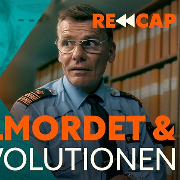 Delad bild med texten ”Dubbelmordet & DNA-revolutionen” samt ”Recap”. Bakgrundsscener inkluderar oidentifierade personer och en uniformerad polis.
